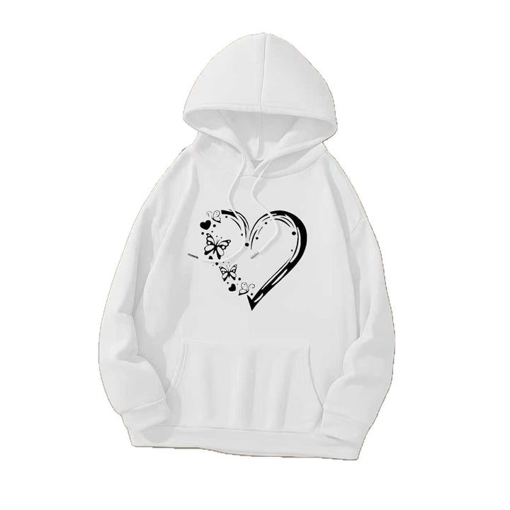 Women's hooded sweatshirt with floral heart and butterfly design Chic & Stil