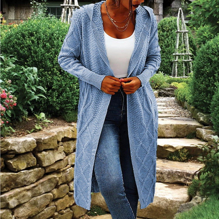 Ladies Chunky Knit Cardigan with Elegant Twisted Pattern Lune London