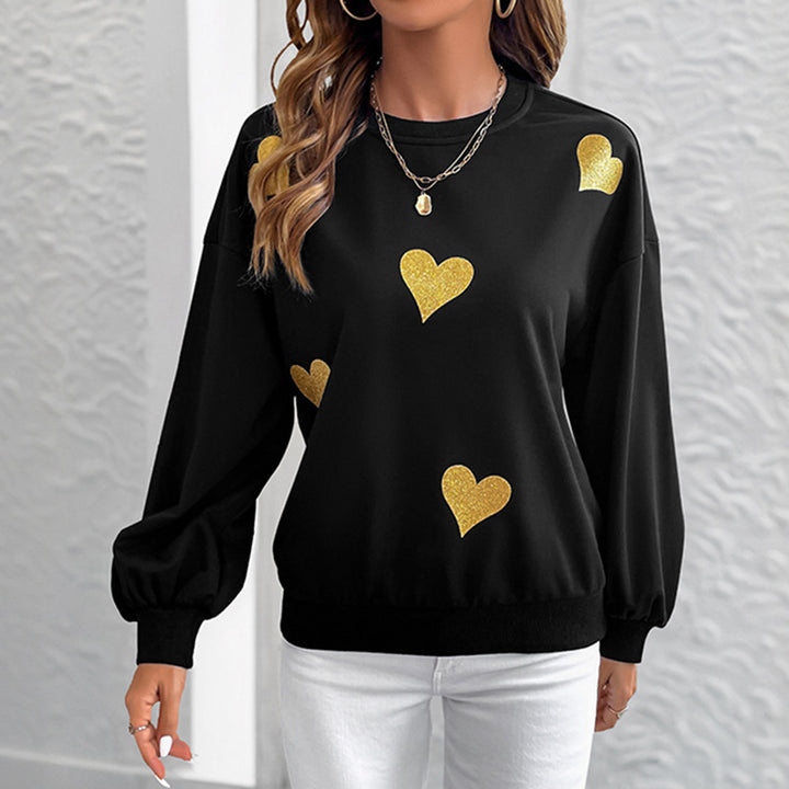 Sweat-shirt féminin à la mode avec impression de cœur doré Chic & Stil