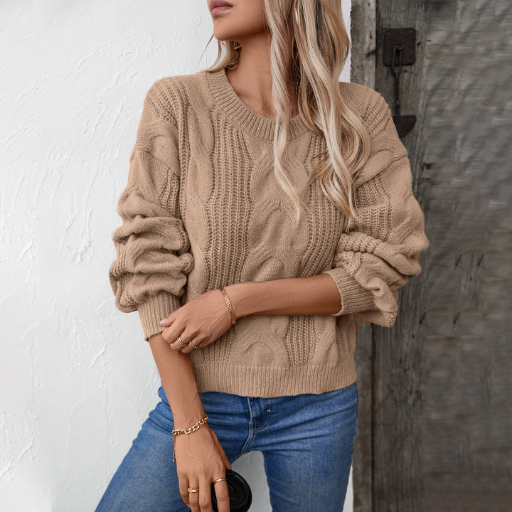Pull femme en grosse maille avec des manches volumineuses et motif en torsades Lune London