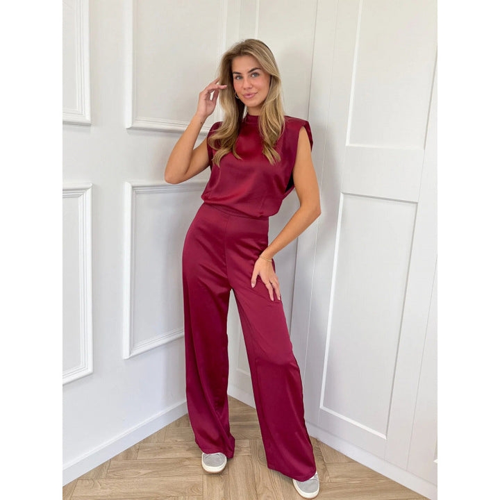 Ladies elegant jumpsuit with straight legs and high collar Lune London