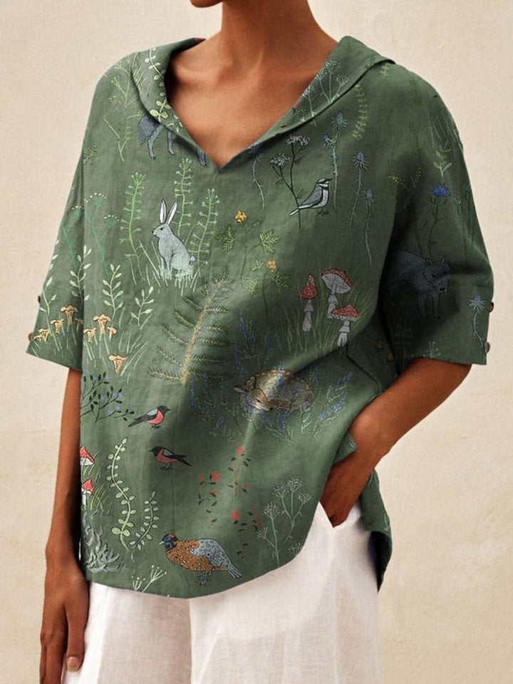 Woman Casual Shirt with Floral Pattern and Modern Collar Lune London