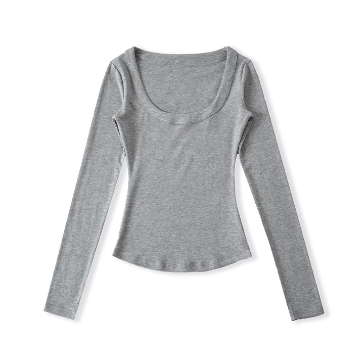Women’s long sleeve top with deep round neckline Lune London