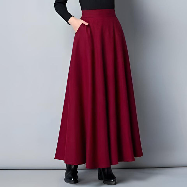 Elegant maxi skirt for ladies with flowing hem and practical pockets Lune London
