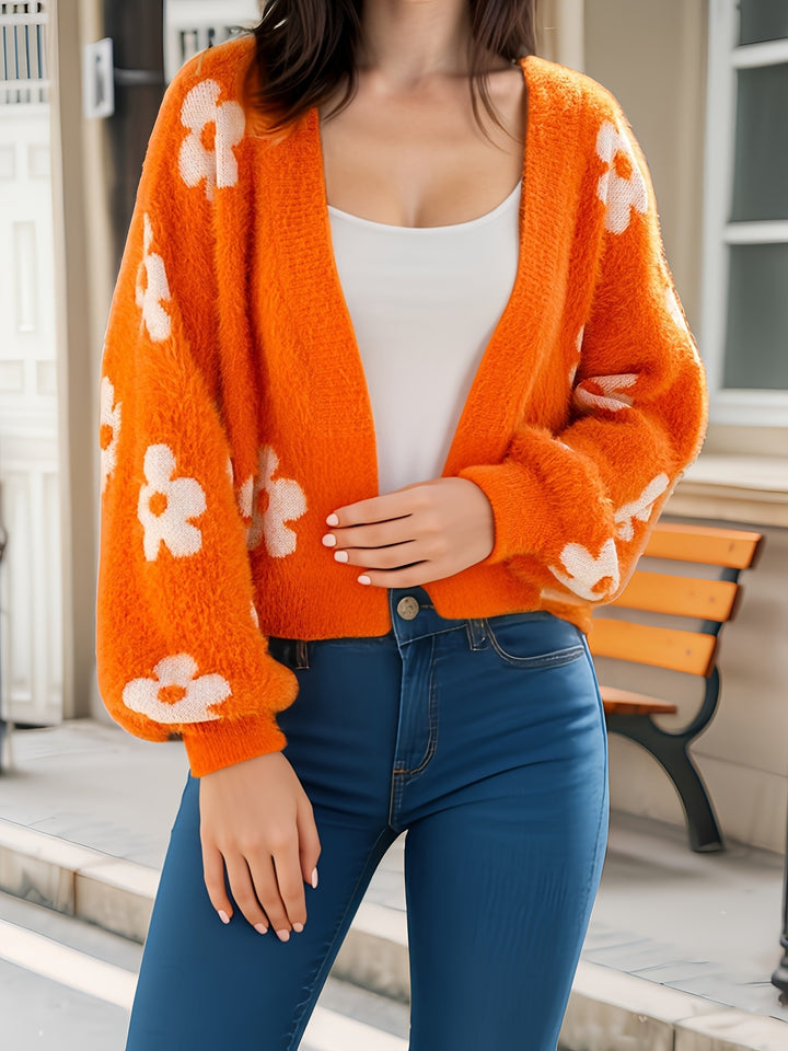Ladies trendy cardigan with floral design Lune London