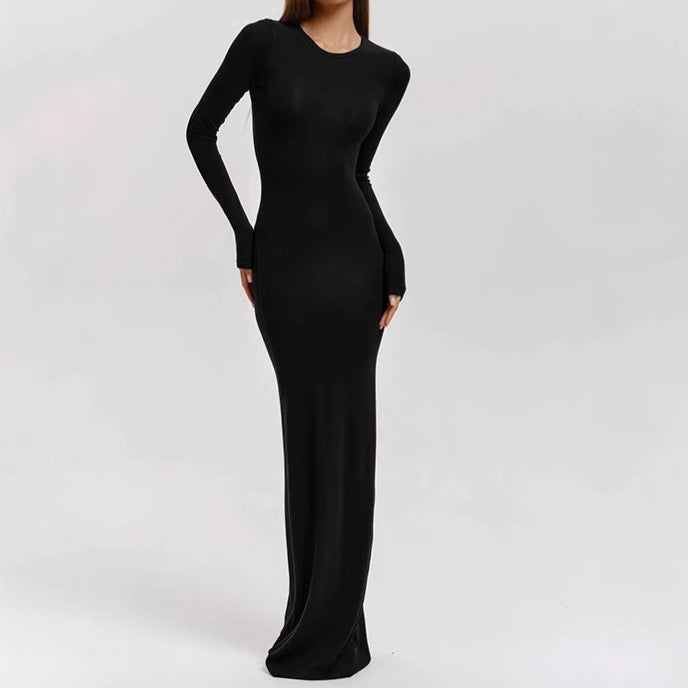 Women's Elegant Long Sleeve Maxi Dress with Figure-Shaping Cut and High Comfort Lune London