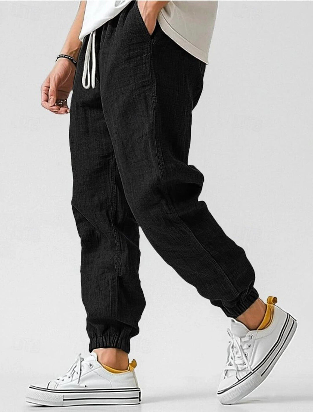 Men's Comfortable Linen Pants with Elastic Waistband and Side Pockets Lune London