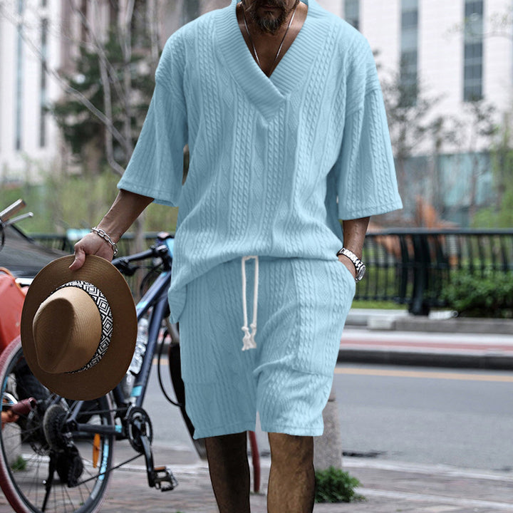 Men's casual knit set with V-neck and loose fit Lune London