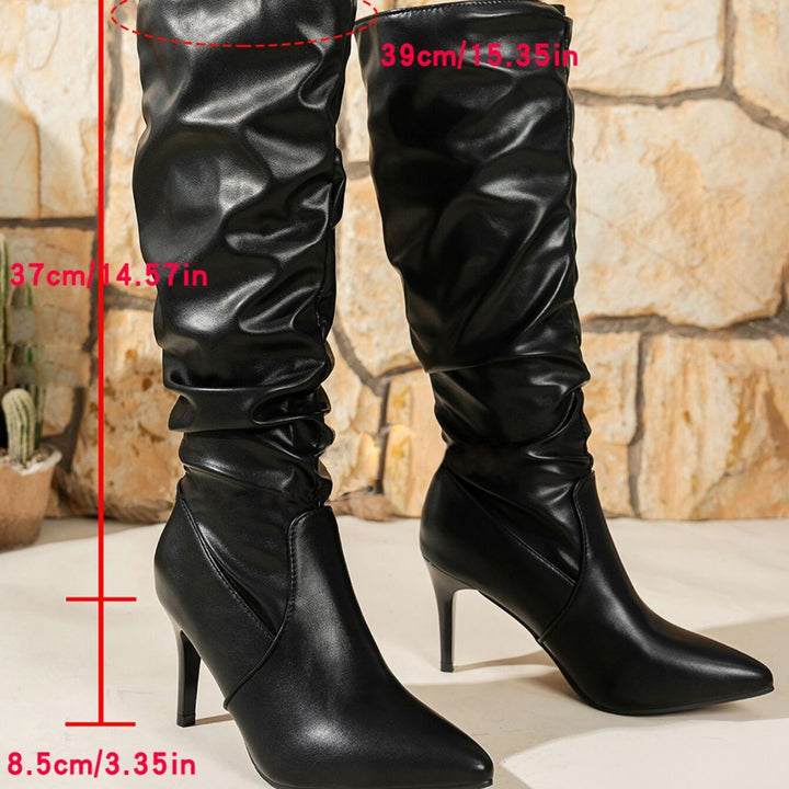 High-heeled boots for women with gathered design Lune London