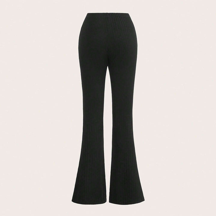 Pantalon à panneaux côtelés pour femmes avec taille haute et cordon de serrage latéral Chic & Stil