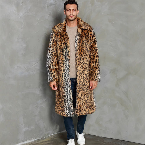 Men's elegant leopard fur coat with voluminous collar Lune London