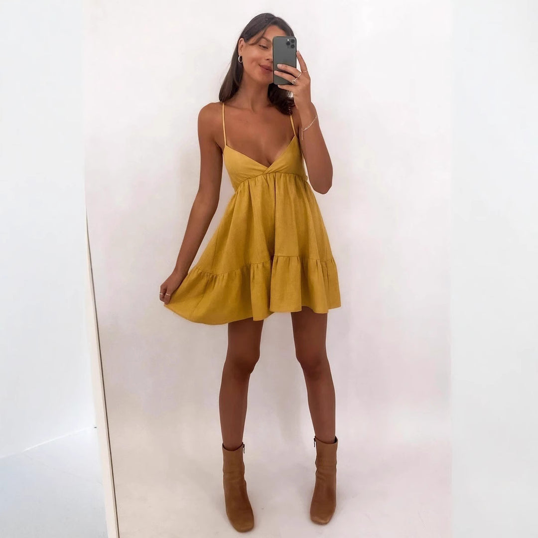 Women's Airy Summer Dress with Ruffle and Straps Lune London