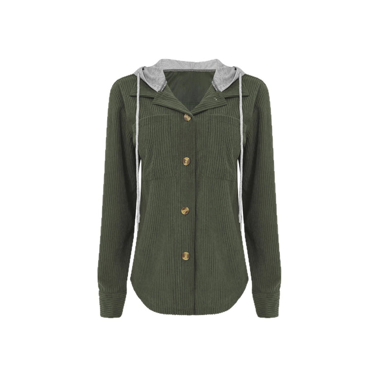 Veste chemise rayée pour femmes avec capuche et poches pratiques Chic & Stil