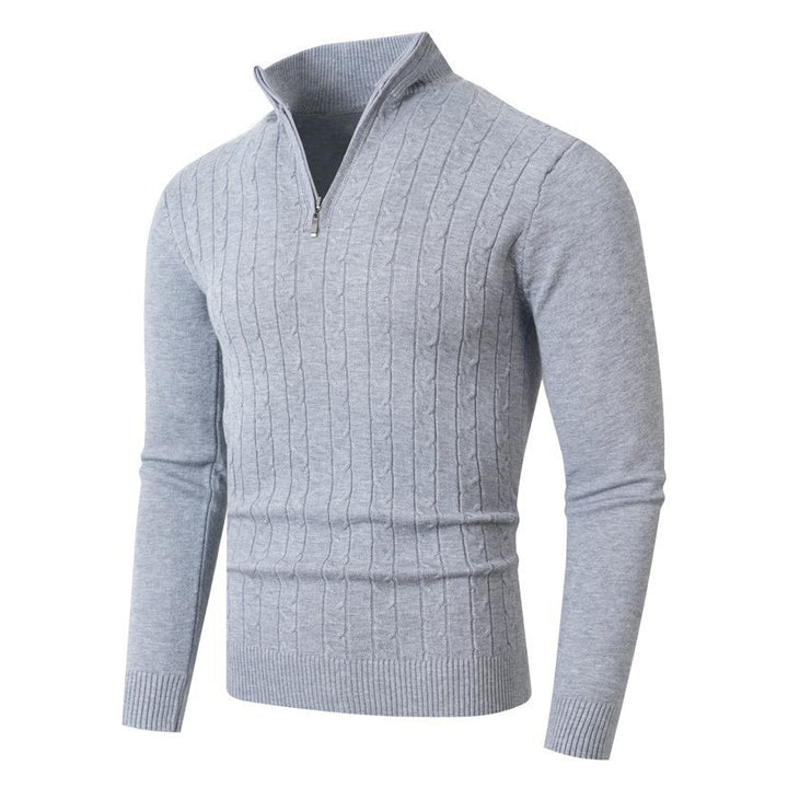 Men's knitted sweater with a modern twisted pattern and a high collar Lune London