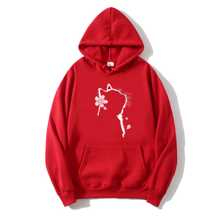 Women's hoodie with floral cat design Chic & Stil