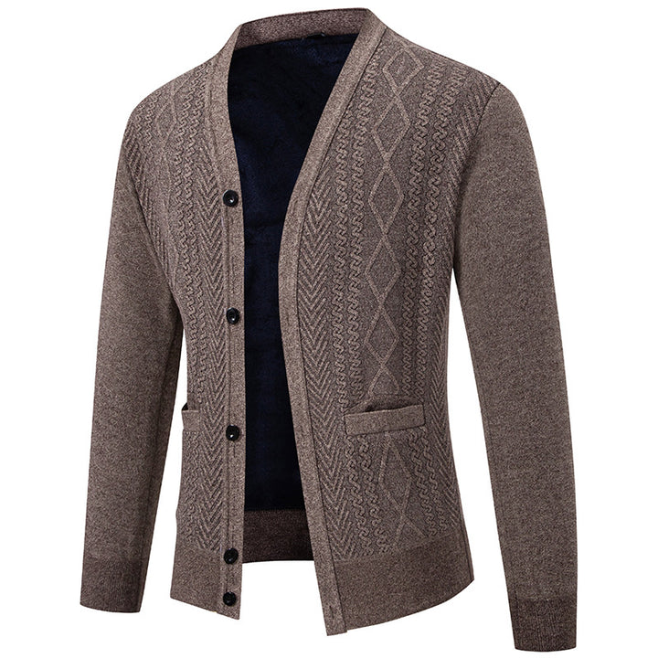 Men's knitted jacket with textured design and button closure Lune London