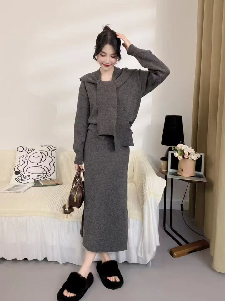 Ensemble en tricot pour femmes avec col tendance et silhouette élégante Chic & Stil