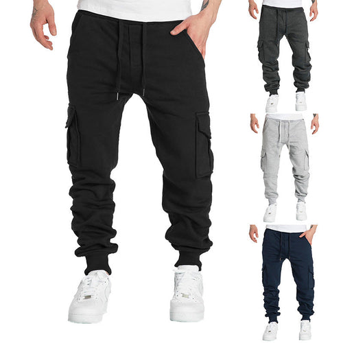Men's Cargo Joggers with Elastic Waistband and Practical Side Pockets Lune London