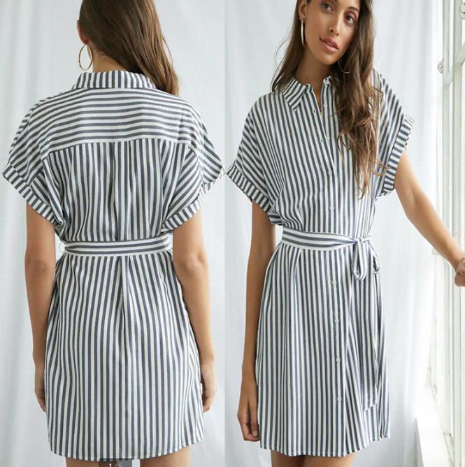 Striped shirt dress for women with waist belt Lune London