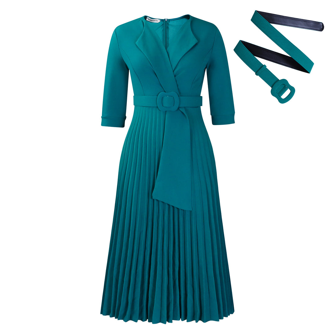 Pleated evening dress for women with fitted design Lune London