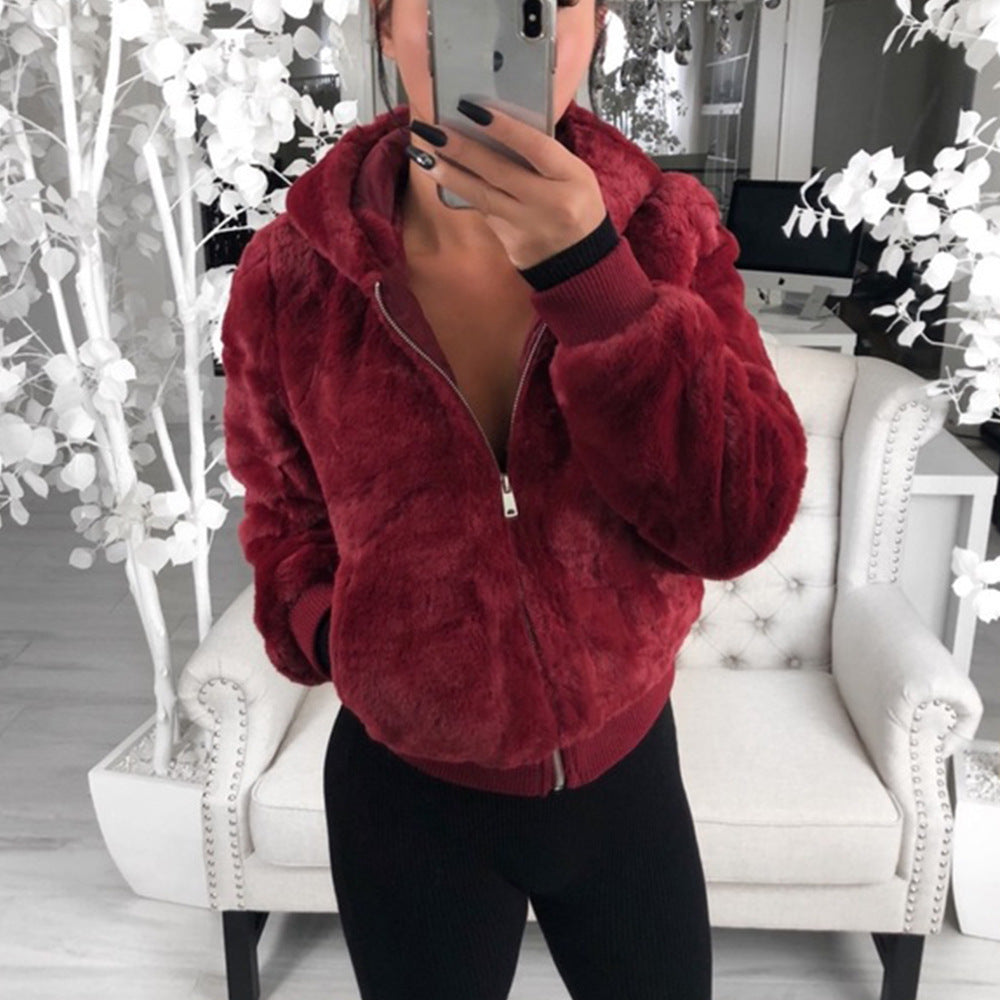 Ladies Lune London Faux Fur Bomber Jacket