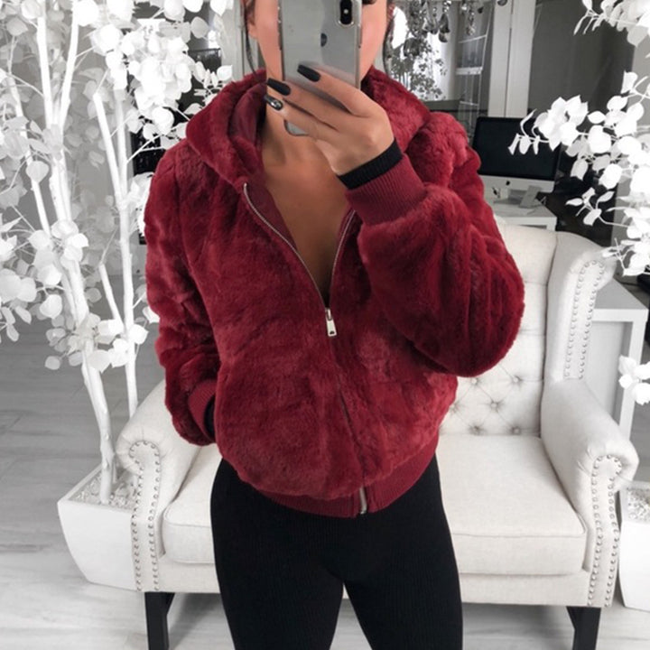 Ladies Lune London Faux Fur Bomber Jacket