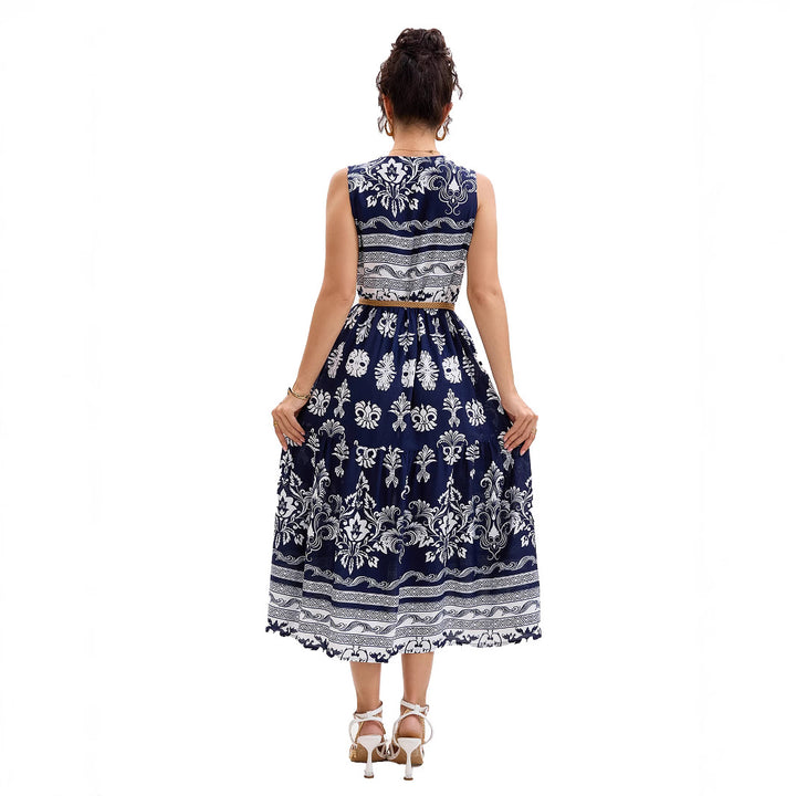 Ladies Vintage Floral Buttoned Midi Dress Lune London