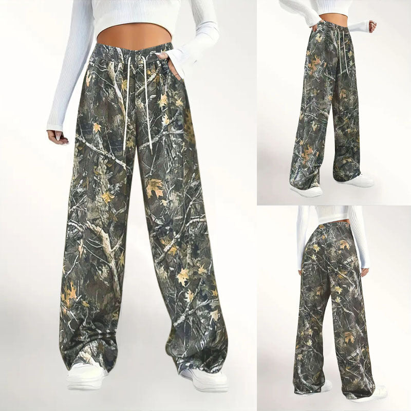 Camouflage palazzo pants for women with elastic waist and comfortable fit Lune London