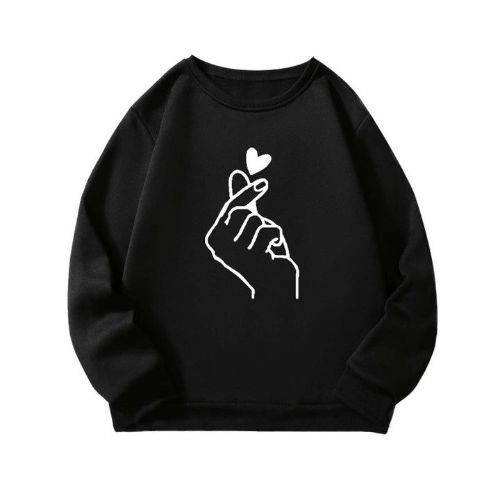 Sweatshirt pour femmes avec motif de signe de main créatif et doublure intérieure douce Chic & Stil