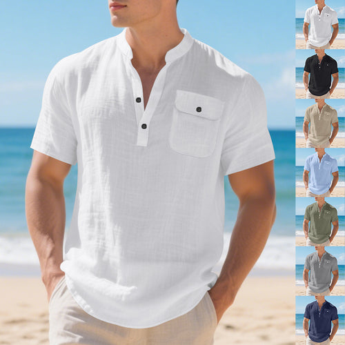 Fashion short sleeve shirt for men with button placket and chest pocket Lune London