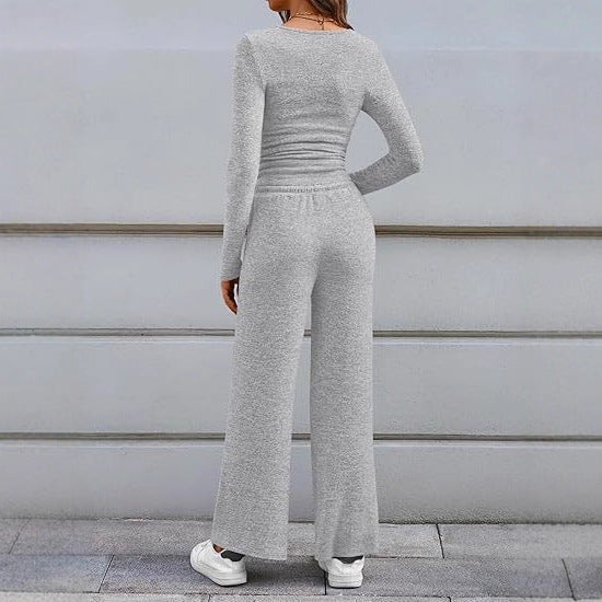 Ladies Long Sleeve Lounge Set with Adjustable Waist Drawstring Lune London