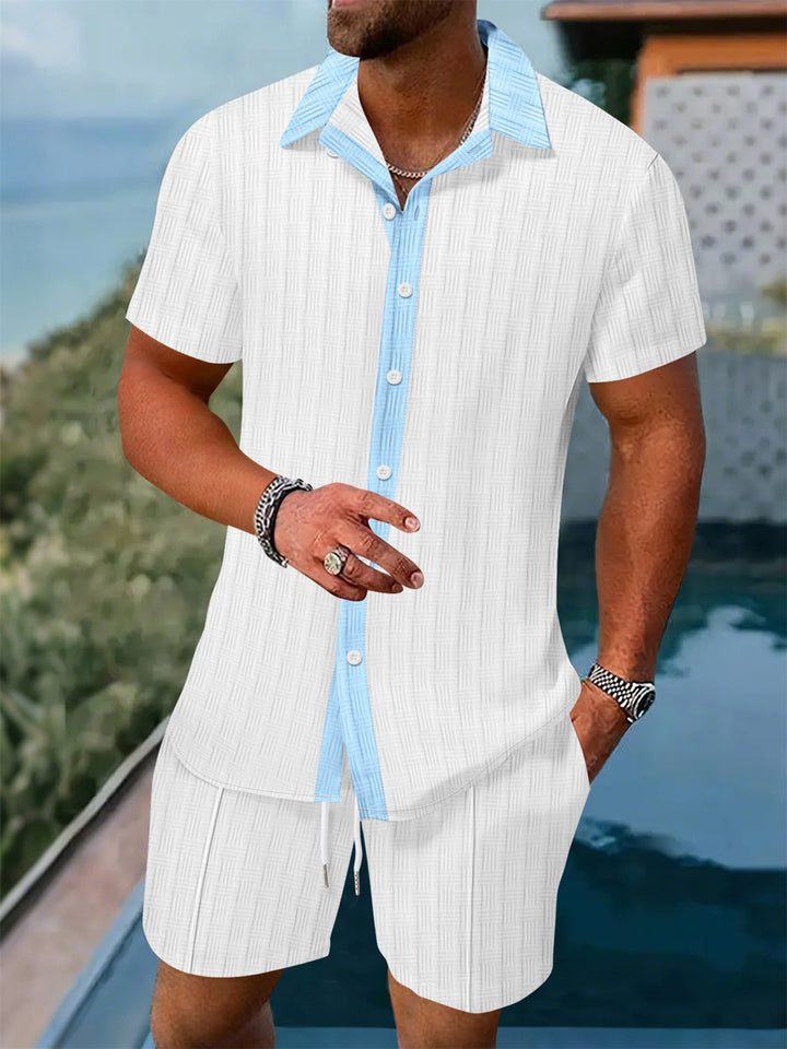 Leisure shirt for men with button placket and set of shorts Lune London