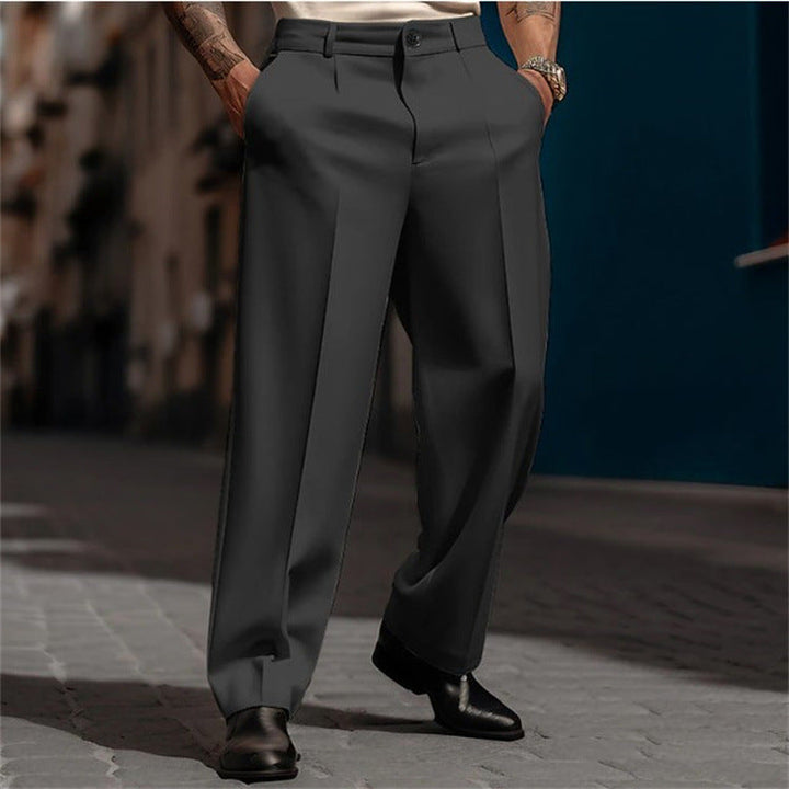 Men's Classic Suit Trousers with High Waistband and Wide Legs Lune London