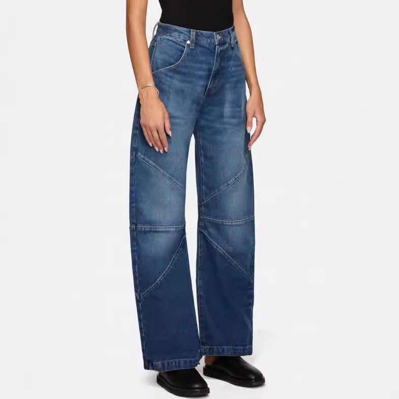 Women's wide jeans with unique seam design in trendy style Lune London