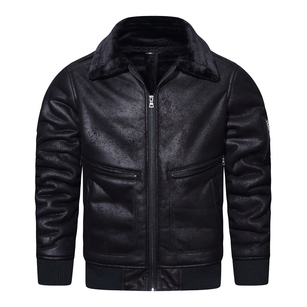 Men's biker jacket with teddy lining and high collar Lune London