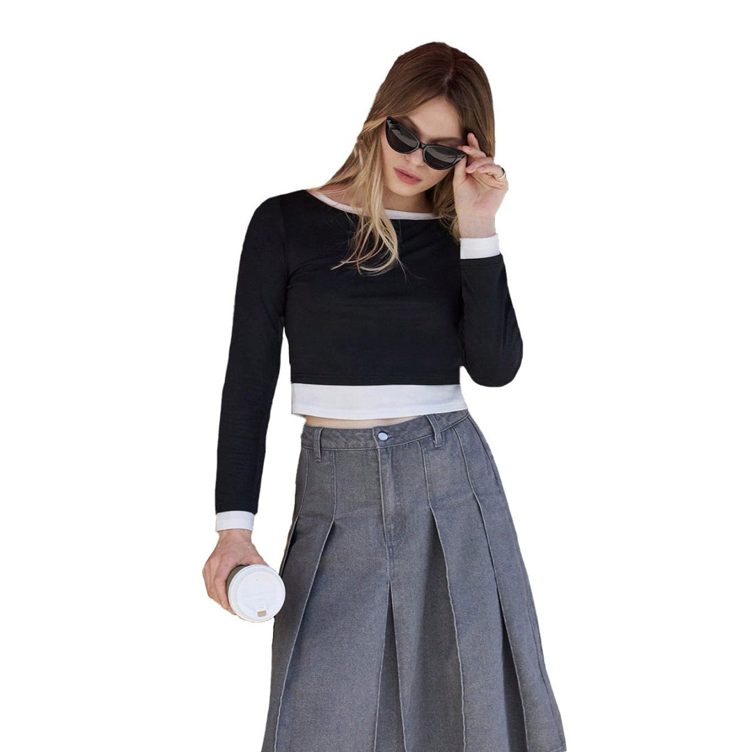 Jupe midi pour femmes avec des plis élégants et taille haute Chic & Stil