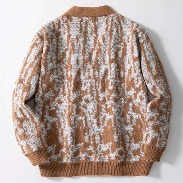 Trendy knit cardigan for men with a stylish pattern and a chic V neck
