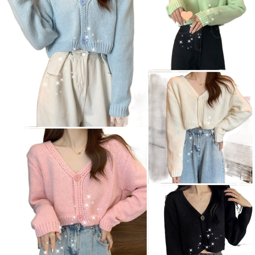 Ladies comfortable knit cardigan with V-neck and button detail Lune London