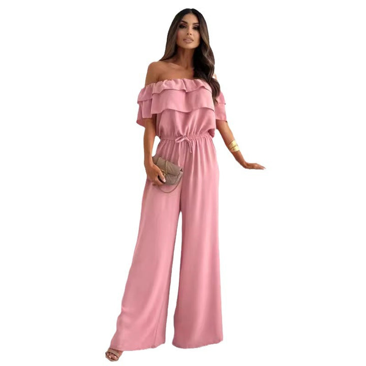 Ladies Off-Shoulder Wide Leg Jumpsuit Lune London