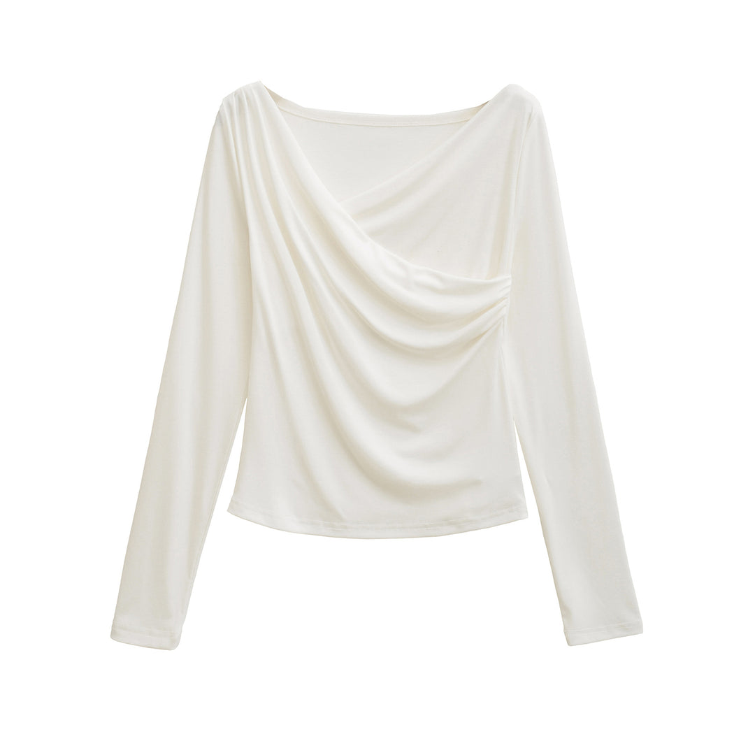 Long sleeve women's t-shirt with an elegant draped design Lune London