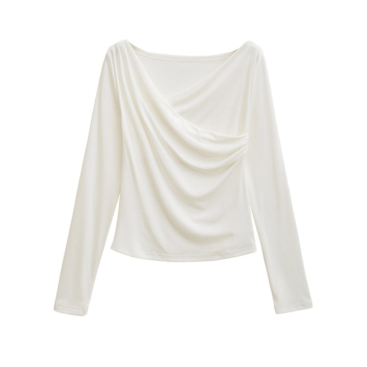 Long sleeve women's t-shirt with an elegant draped design Lune London