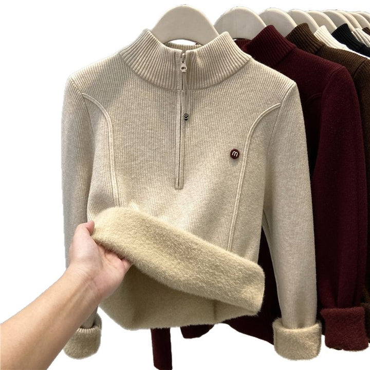 Pull en tricot pour femme avec col montant et zip Chic & Stil