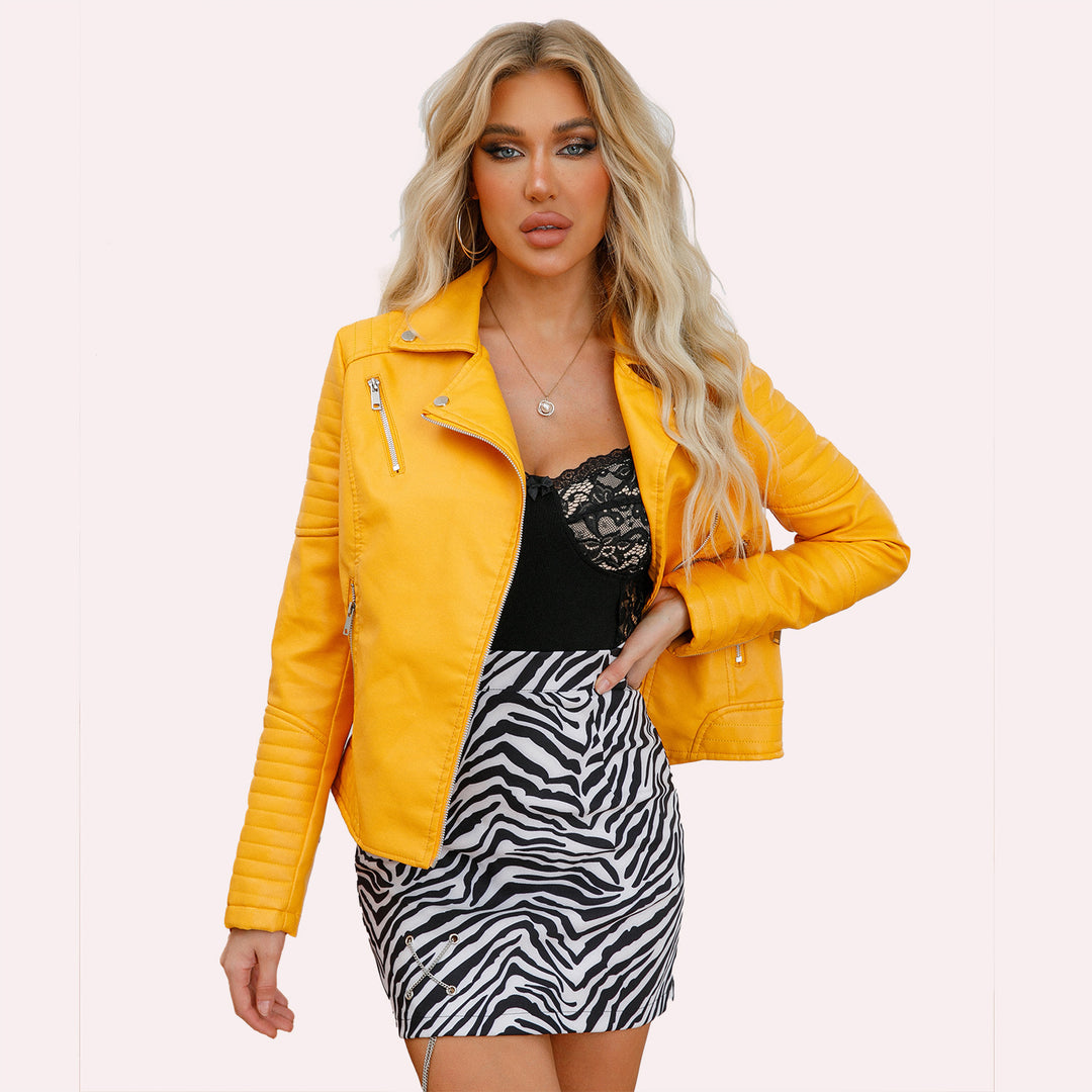 Women's biker jacket with trendy quilted details and an asymmetrical zipper Lune London