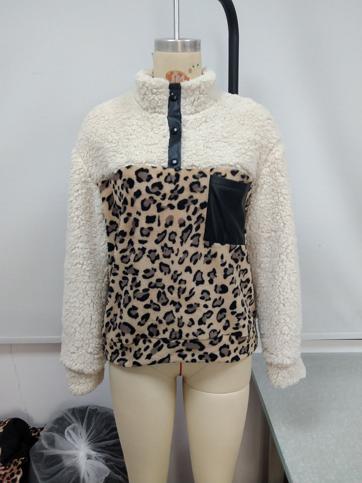 Women Cozy Fleece Sweater with Suede Details Lune London