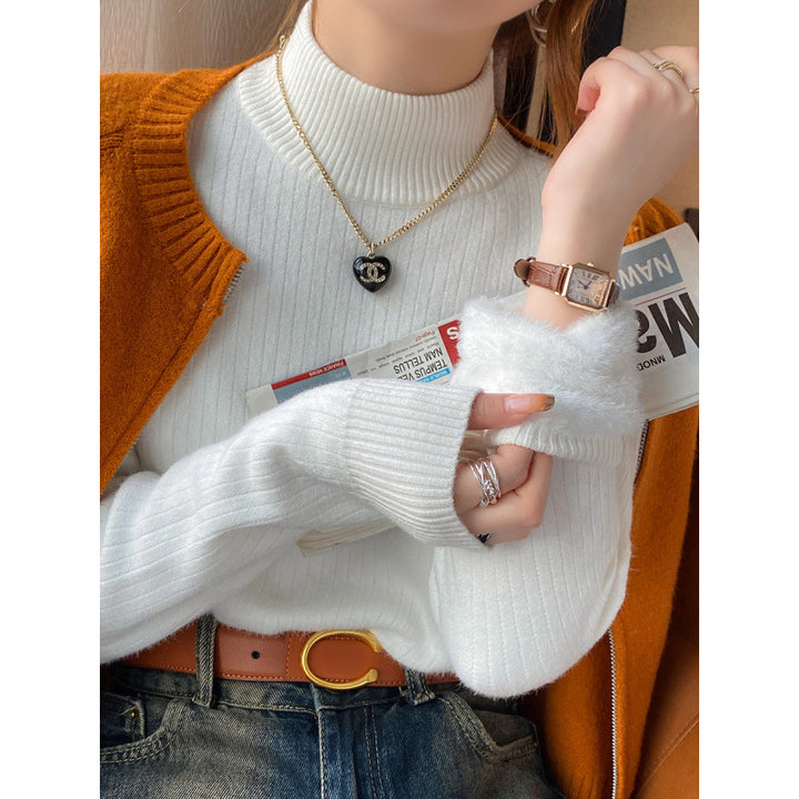 Pull femme avec col roulé et ourlet moelleux luxueux Chic & Stil