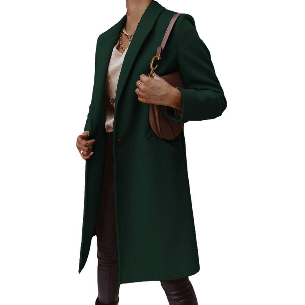 Ladies elegant long coat in high-quality wool blend with classic lapels Lune London
