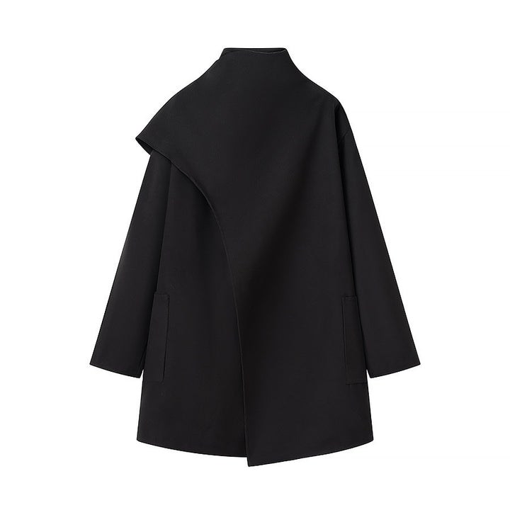Oversized transitional jacket for women with asymmetrical cut and practical pockets Lune London