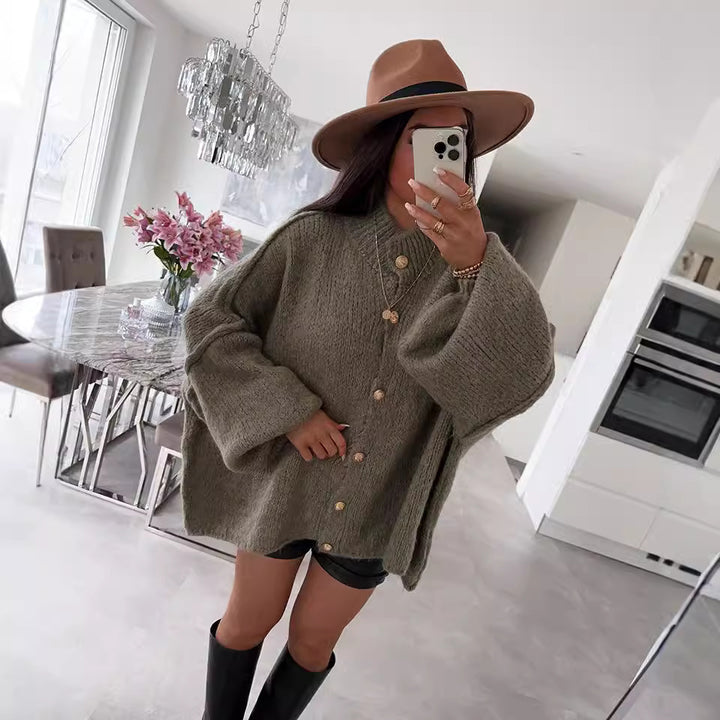 Pull en tricot oversize confortable pour femme avec coupe moderne et manches volumineuses Chic & Stil
