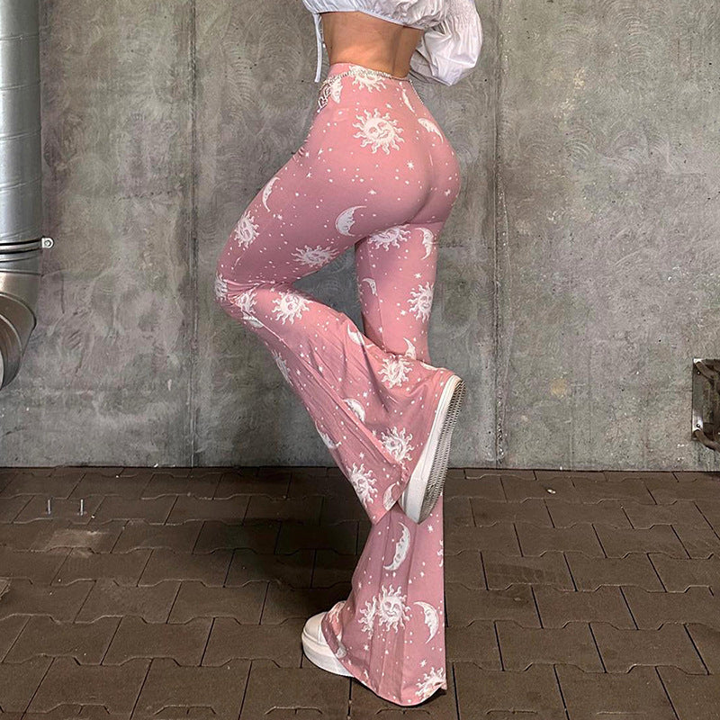 Bootcut pants for women with moon and sun pattern Lune London