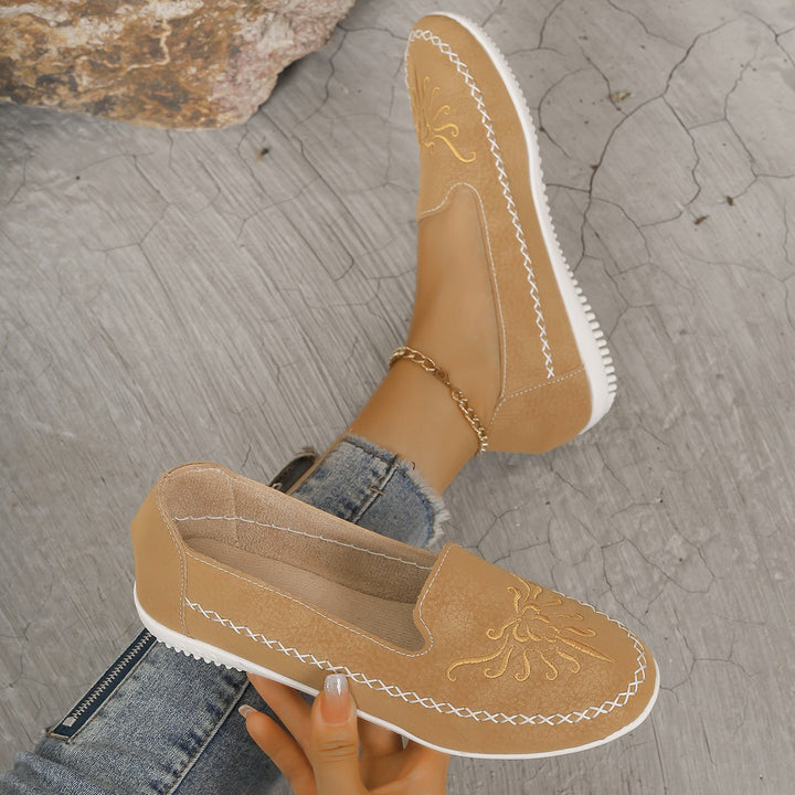 Ladies Comfortable Loafers with Elegant Embroideries Lune London